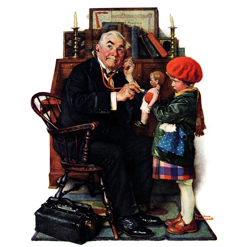 %2527Doctor And The Doll%2527 By Norman Rockwell Painting Print On Wrapped Canvas 